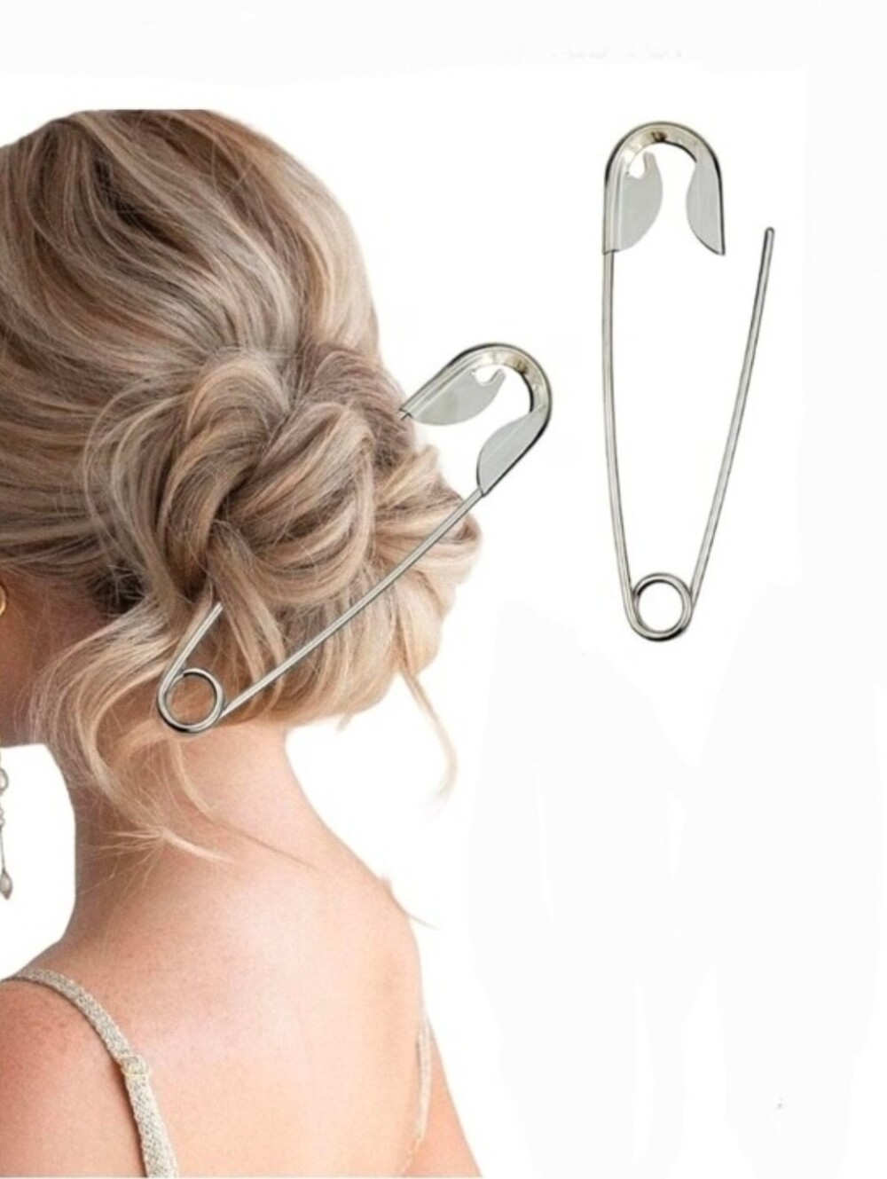 Vintage Silver Safety Pin Hair Pin - Women's Hair Accessory BNIB - Picture 12 of 15